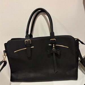 Chic Black Laptop Bag with Gold Details